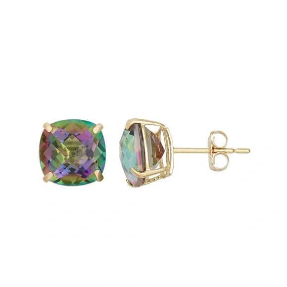 Mystic Topaz 14k Gold Pierced Earrings - Picture 8 of 10